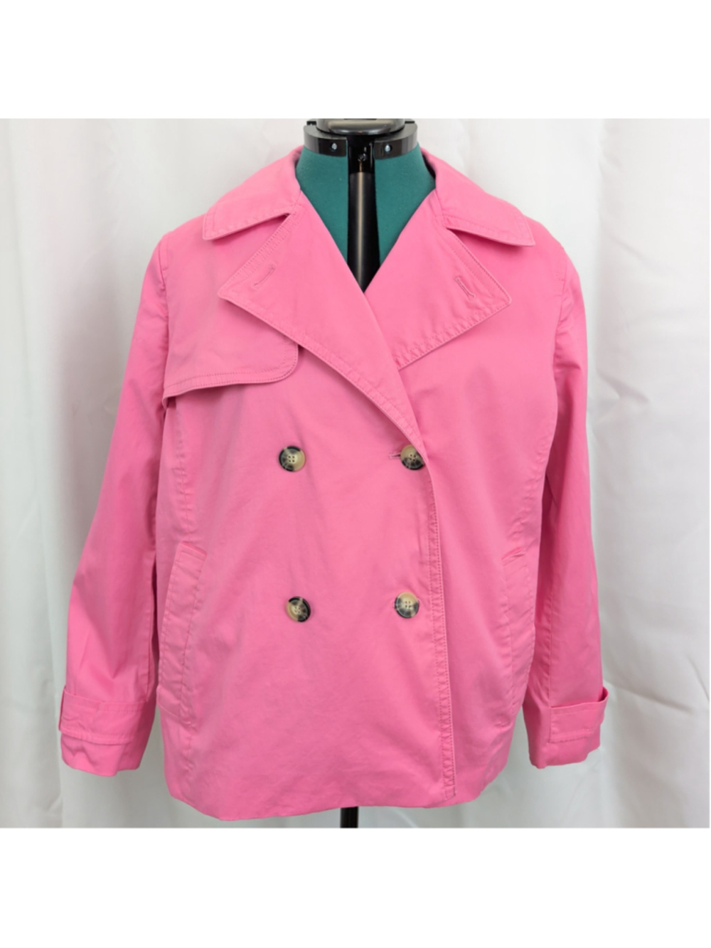 Talbots Punk Double Breasted Pink Short Trench Coat XL